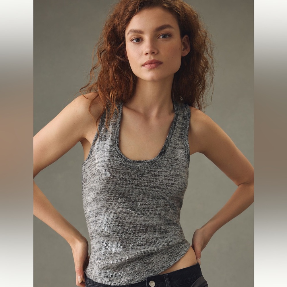 Anthropologie Pilcro NWT Sequin Scoop Tank - Size Large